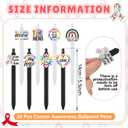Epakh 24 Pcs Cancer Awareness Ballpoint Pens Colorful Ribbon White and Black Retractable Gel Pen Black Ink Cancer Awareness Items for Public Events Supplies