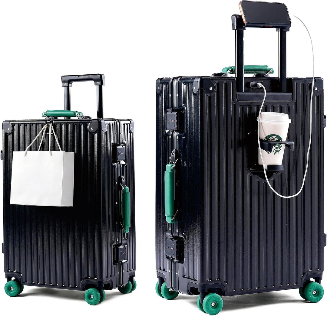 20" Zipperless Aluminum Frame Hardside Carry On Luggage, Onyx Black