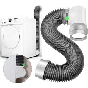 MOPHA 8FT Dryer Vent Hose for Tight Space, Indoor Dryer Hose Vent Kit with 6-Layer Duct Hose, 90 Degree Dryer Vent Elbow with Rubber Seal Connectors,Heat Resistant Dryer Exhaust Pipe,Easy Installation
