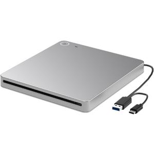 USB 3.0 & Type-C External DVD CD Drive, Portable Burner & Reader for Laptop, PC, Mac, Windows 11/10/8/7, Plug & Play, Lightweight Design for Home, Office, and Travel Use