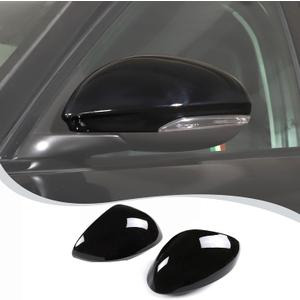 Car Rearview Mirror Cap Decoration Cover Compatible with Alfa Romeo Giulia 2017 2018 2019 2020 2021 2022 (Glossy Black)