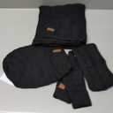 Womens Winter Beanie Hat Scarf Gloves Headband Set, Slouchy Beanie Ear Warmer Knit Scarf Touchscreen Gloves Warm 4 Gift Set (Black)