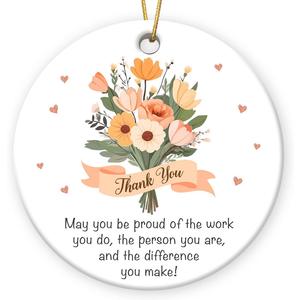 4 x Retirement Gifts for Woman - 2025 Thank You Ornament, Inspirational Hanging Decor, Ceramic Ornaments for Christmas Decorations, Thoughtful Appreciation Gifts for Coworkers, Friends, Teachers