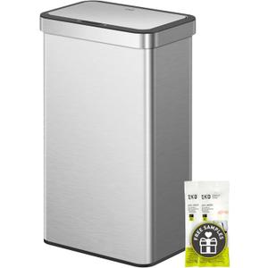 EKO Nova Sensor Trash Can, 21 Gallon/80 Liter Stainless Steel Rectangular Touchless Motion Sensor Trash Can, Matte Metallic