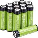 Amazon Basics 12-Pack Rechargeable AA NiMH Batteries, 2000 mAh, 1.2V, Low Self Discharge, Pre-Charged, Recharge up to 1000x Times