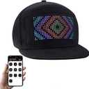 LED Hats, Baseball Caps Bluetooth Full Color Display Message Costume Cool Novelty Hat for Party Black