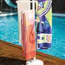 SWIMLINE HYDROTOOLS 89032 Free Standing Poolside Adjustable-Towel Rack With Water Weighted Base Three Arms Tier For Outdoors & Indoors Pool Patio Bathroom Accessory Holder Bar Drying-Stand