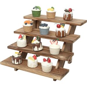 SwallowLiving Wooden Rustic Cupcake Stand for 24 Cupcakes, Stepped Wood Display Stand for Weddings, Tiered Party Table Display Riser for Food , Dessert, Cookie, Decor, Craft Show, Burnt SwallowLiving Wooden Rustic Cupcake Stand for 24 Cupcakes, Stepped Wood Display Stand for Weddings, Tiered Party Table Display Riser for Food , Dessert, Cookie, Decor, Craft Show, Burnt