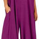 ANRABESS Women's Casual Summer Loose Jumpsuits Sleeveless Tank V Neck Wide Leg Long Pant Rompers Baggy Jumper with Pockets Dark Purple L
