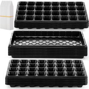 Yinder 20 Pcs Plant Seed Starting Trays, 1020 Trays No Holes and Cells Plug Trays with 100 Pcs Tags, Growing Trays for Nursery, Germination, Wheatgrass, Succulent, Microgreens and More (32 Cells)