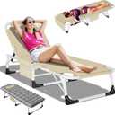 DoCred Heavy Duty XXL Tanning Chair with Face Hole&Mat, Oversized 5-Position Folding Chaise Lounge Chairs for Outside, Portable Beach Lounge Chair for Outdoor Sunbathing Beach Pool Lawn Camping