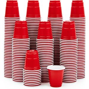 Lilymicky 300 PACK 2 oz Plastic Shot Glasses, Red Disposable Shot Cups, Mini Red Shot Cups, 2 oz Party Cups for Halloween Christmas Party