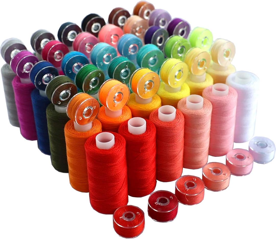 72 PCS Sewing Thread Assortment, 36 Color Thread for Sewing Machine with 36 Same Color Bobbins, Polyester Thread 400 Yards/Spool (72)