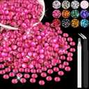 1200PCS 6mm Resin Rhinestones in Bulk (Hot Pink), Bedazzling Flatback Crystals for Crafts DIY Nail Decoration, Gems Charms for Tumbler Shoes Clothing Fabric with Pickup Pen and Tweezers