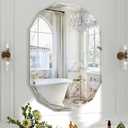 36x24 Inch Beveled Oval Bathroom Mirror, Frameless Copper-Free Silver Mirror, Modern Vanity Mirror, Decorative Wall Mirrors Over Sink for Restroom, Bedroom, Living Room, Bathroom, Entryway