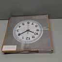 Bernhard Products Wall Clock Silent Non-Ticking Large 12" Silver Metal Frame Quartz Battery Operated Easy to Read Office Classroom Kitchen Living Room Bathroom Sweeping Clocks, Black Modern Numbers