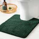 MIULEE Dark Green Toilet Rugs U-ShapedSoft Absorbent Microfiber Bathroom Rugs Non Slip Quick Dry Fluffy Contour Bath Mats for Toilet Base Bathroom Floor, Machine Washable, 20x24 Inch