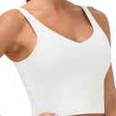 Women’s Longline Sports Bra Wirefree Padded Medium Support Yoga Bras Gym Running Workout Tank Tops (Off-White, Medium)