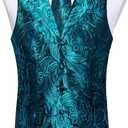 DiBanGu Men's Silk Paisley Vest and Tie Set 5PCS | Dress Vest for Men,Suit Casual Formal Waistcoat,Necktie,Notch Lapel,5 Buttons,2 Real pockets,Wedding,Party,Business,Tuxedo (Blue, M)