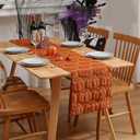 Fall Table Runner, Caramel Pumpkins 3D Faux Fur Table Runners, Soft Thanksgiving Halloween Table Decor for Indoor Outdoor, Autumn Home Party Decor, 13*37 Inch