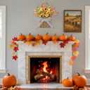 Thanksgiving Fall Door Hanger Basket Wreath Orange Sunflower Wreath, Artificial Autumn Sunflower Wreaths with Flower Mixed Leaves for Front Door Indoor Outdoor Decor Farmhouse Harvest Orange Wreaths