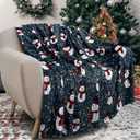 Merry Christmas Snowman Throw Blanket - 50x60 Inch Soft, Lightweight, Cozy Plush Blanket for Holiday Xmas Decor Gifts