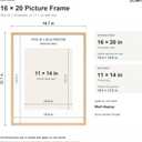 JCJMY 16x20 Solid Wood Picture Frame, Display 11x14 with Mat or 16 x 20 without Mat, Wooden 16 by 20 Photo Frame with Shatter Resistant Plexiglass for Wall Hanging, Natural, 2 Pack