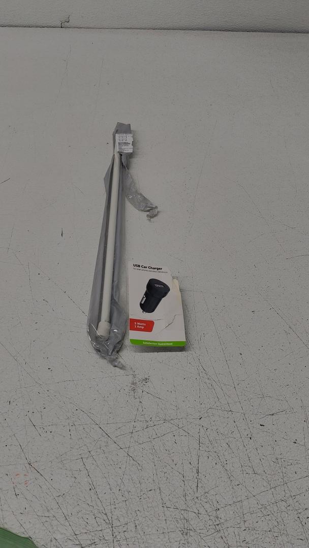 Kenney 18-28 WHT Tension Rod, White, USB CAR CHARGER