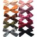 Cherssy Hair Bow Clips, Fall Baby Girls 4" Velvet Hair Boutique Accessories, 9Pcs Alligator Clips for Toddlers, Little Girls, School Girls, Teens