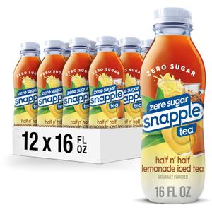 Snapple Zero Sugar Half 'n Half Tea, 16 fl oz recycled plastic bottle, Pack of 12 BBD: 02-02-27