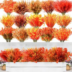 Mimorou 100 Bundle Fall Artificial Flowers Bulk for Outdoor UV Resistant