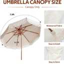 6.5ft Boho Fringe Patio Umbrella Canopy Replacement 8 Ribs Outdoor Umbrella Replacement Beach Tassel Scalloped Edge Canopy for Protection Deck Poolside Picnic Stand Not Included