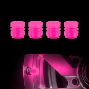 WZP 4PCS Luminous Tire Valve Stem Caps, Fluorescent Valve Stem Caps, Universal Auto Accessories for Car, Truck, Motorcycles, Bike (Pink)