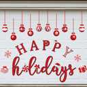 Whaline 24Pcs Christmas Garage Decoration Magnet Stickers Red Happy Holidays Garage Door Decals Snowflake Refrigerator Stickers for Xmas Home Party Decor