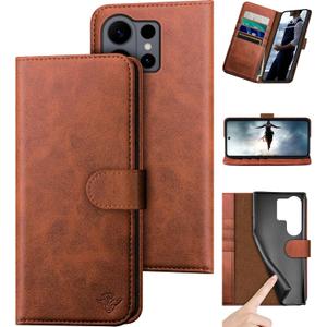 DuckSky Compatible with Samsung Galaxy S26 Ultra Genuine Leather Wallet caseRFID Blocking4 Credit Card HolderReal Leather Flip Phone case Cover Women Men for Samsung S26 Ultra case Light Brown