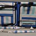 Briwooody 2 Set Beach Chairs with Umbrella Portable Beach Lounger Lightweight Foldable Outdoor Lounger Chair for Outdoor Travel Sunbathing Camping,Gradient Blue Stripe