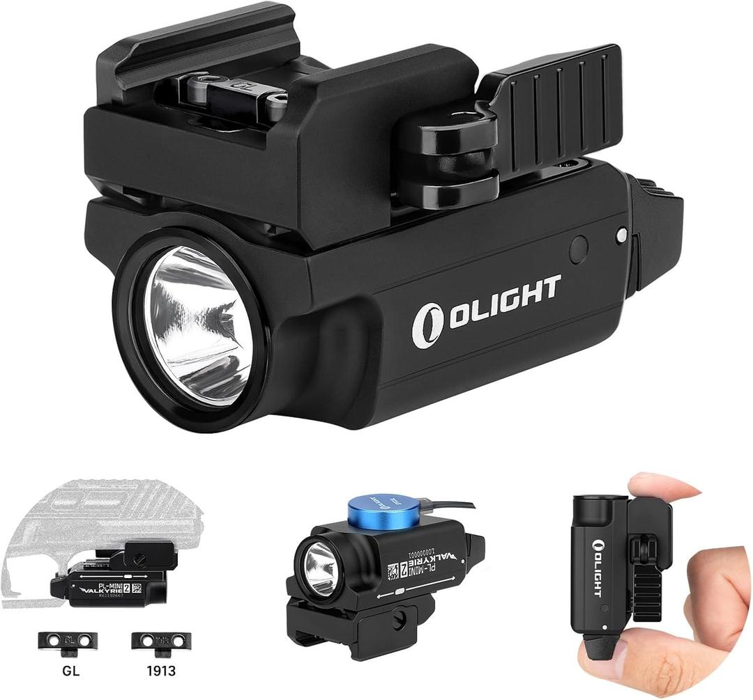 OLIGHT PL-Mini 2 Valkyrie Compact Weaponlight, 600 Lumens Tactical Flashlight with Magnetic USB Rechargeable Built-in Battery and Adjustable Rail Mount, Fits GL and Pic Rails