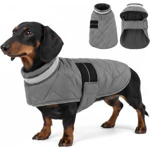 KAMA BRIDAL Dog Winter Coat Warm Padded Puppy Jacket Windproof Water Resistant Clothes for Small Medium Large Pets Christmas Sweater Outfit Vest(Grey, M)