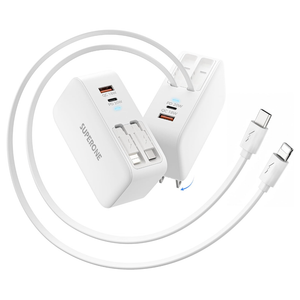 SUPERONE Retractable iPhone Charger, 4-Port USB C Charger Block, iPhone Chargers Fast Charging with USB C & Apple Cable, Wall Chargers for iPhones 17/16/15/14/13/12/11 Series, Pad, Samsung, Pixel