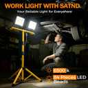 LED Work Lights with Stand, 21000 Lumen, 2-Head Adjustable Work Light, Waterproof Foldable Tripod, 6,500 Kelvin, Extended Cord for Outdoor & Indoor Job Sites, Workshops, Construction, Garage Lighting