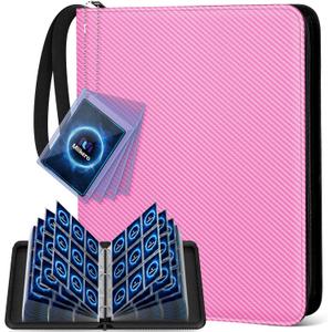 Mlikero Trading Card Binder, 9 Pocket Card Binder with Card Display Design, 720 Double Sided Pocket Collection Binder, Card Albums for MTG, TCG, and Sports Cards(Pink)