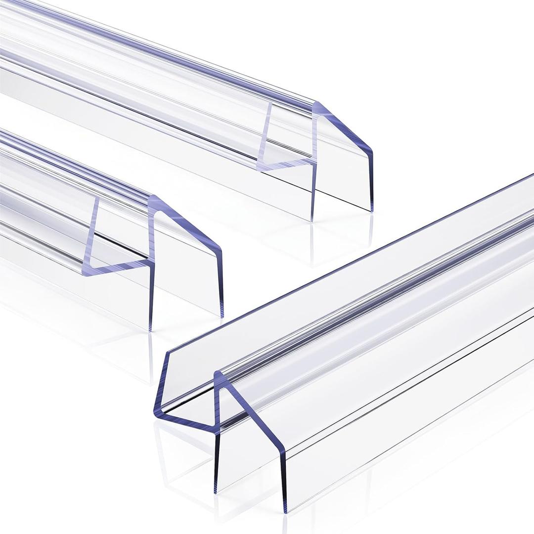Delamu 3Pack 3/8" x 36" Shower Door Bottom Seal, Clear Shower Door Sweep Strip, Frameless Glass Door Seal Strip for 3/8'' (10mm) Thick Doors Shower 36in Long