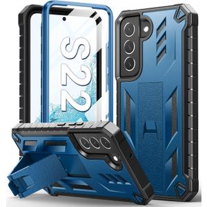 SOiOS for Samsung Galaxy S22 Protective Case: Military Grade Drop Proof Protection Mobile Phone Cover with Kickstand | Rugged Shockproof TPU Matte Textured Sturdy Phone Bumper (Blue)