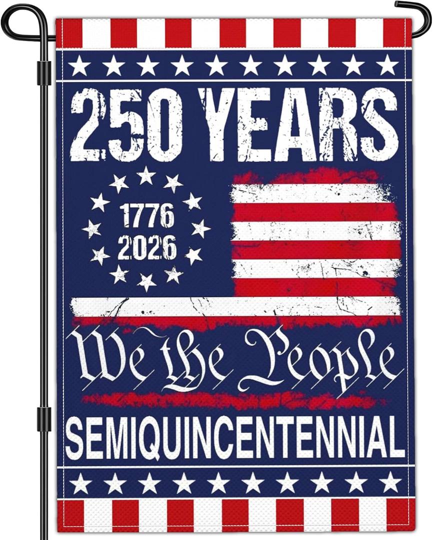 NASIAN 250 Year American Anniversary Flag 250th Anniversary USA Merchandise Garden Flag Patriotic 4th of July We The People 1776 Yard Garden Flags For Outside 12x18 Inch Double Sided Outdoor Banner Decorations