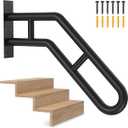 Handrail for Outdoor Grab Bar Frossvt Wall Mount Handrail, 25.8'' Garage, Porch, Garden 1 to 3 Steps Stairs Black