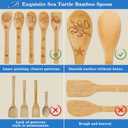 6 PCS Ocean Bamboo Cooking Spoon Set with Utensil Holder,Coastal Themed Kitchen Decor,Beach Accessories Gift for Women,Sea Turtle Lovers,Mother's Day,Housewarming,Birthday,Easter Gifts