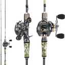 Sougayilang Baitcaster Combo, 2-Piece M/MH 30+24Ton Graphite Rod, 7.0:1 Gear Ratio, 11+1 Bearings Reels for Inshore Bass, Trout, Walleye, Catfish (One Pack)