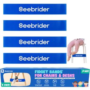 2 x Fidget Bands for Classroom Chairs, 4 PCS Chair Bands for Kids with Fidgety Feet Stretch Foot Band Sensory Needs ADHD Chairs Desks Bands (Blue)
