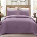 Exclusivo Mezcla Reversible King Size Quilt Bedding Set with Pillow Shams, Lightweight Quilts King Size, Soft Bedspreads Bed Coverlets for All Seasons - (Dusty Lavender, 104"x96")