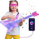Guitar and Microphone Play Set with Glasses,Music Toys with Music&Light,Kids Karaoke Machine,Music Instruments for Toddlers,Girls,Perschool Educational Toys Gift for Children (Red)
